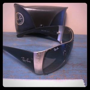 Rayban sunglasses visor style brushed metal.